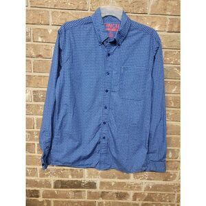 Cinch Modern Fit Long Sleeve Pocket Blue Patterned Button Down, Mens Small